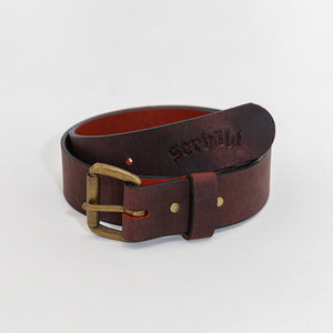 Dakota Servold sleepwalk belt oxblood red