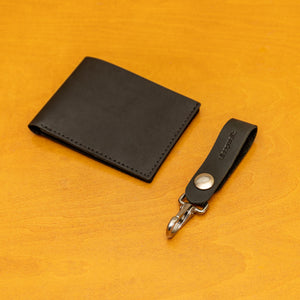 sleepwalk ltd leather bi fold wallet and key clipblack